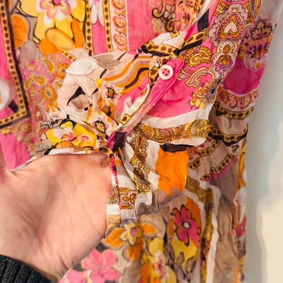 LOLA Italian Silk Blend Floral Blouse - L - Picture 6 of 6